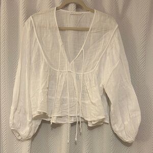 Karlie White Sheer Blouse with Tie Detail